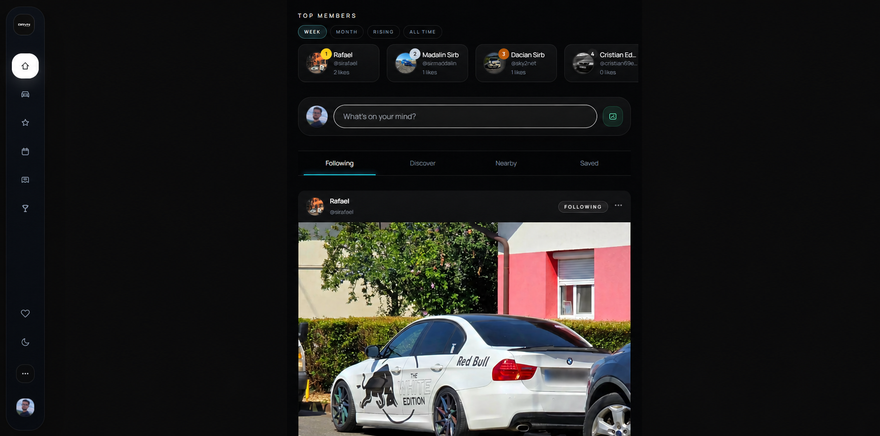 Captură de ecran a platformei DRVNSocial