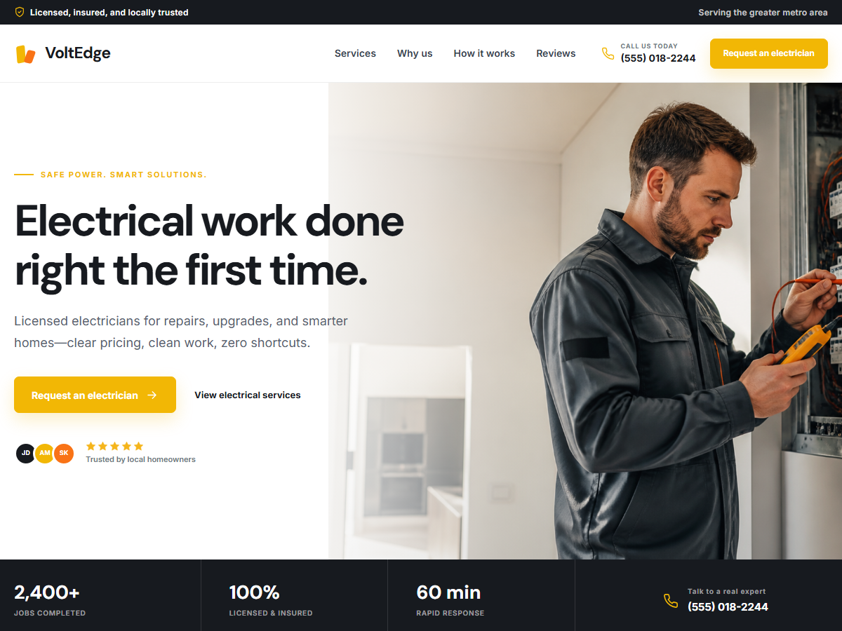 VoltEdge, demo Electrician pentru tema Werkora