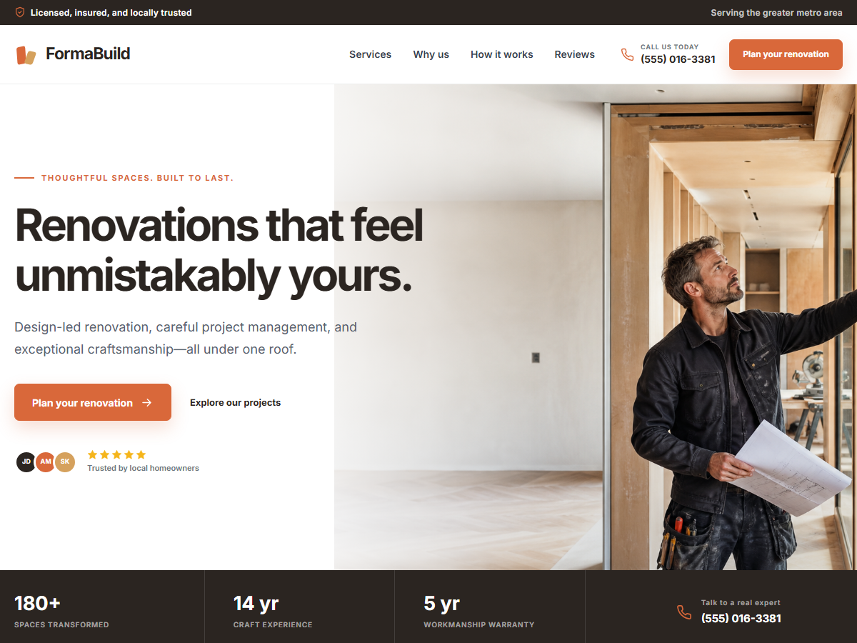 FormaBuild, demo Renovation pentru tema Werkora